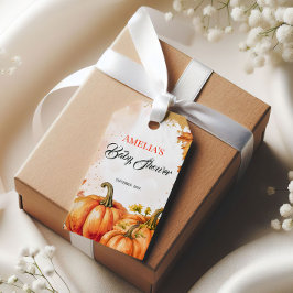 Höst Pumpa Akvarell Baby Shower Presentetikett