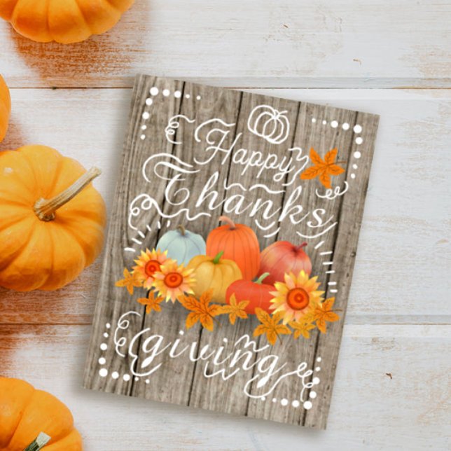 Höst Pumpa Ask Pine Julkort (Cozy country thanksgiving card)