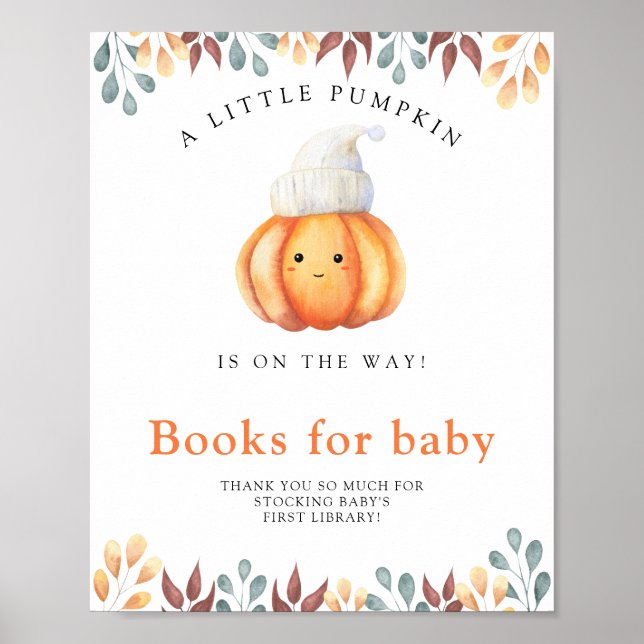 Höst pumpa baby shower böcker för bebis poster (Framsidan)