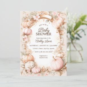 Höst Pumpa baby shower inbjudan vintage rosé