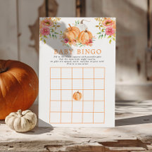 Höst Pumpa Blommig Baby Shower Bingo Spel