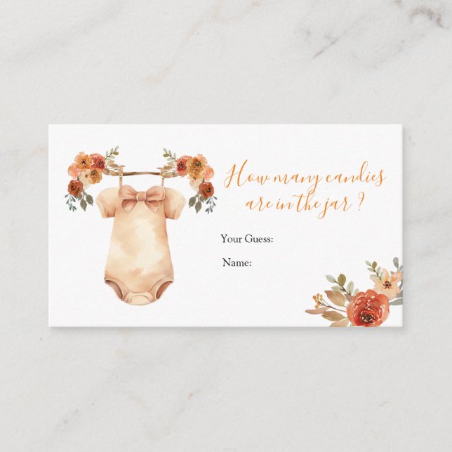 Höst Pumpa Blommig Babykläder Hur Många Godisar Tilläggskort (Framsida)