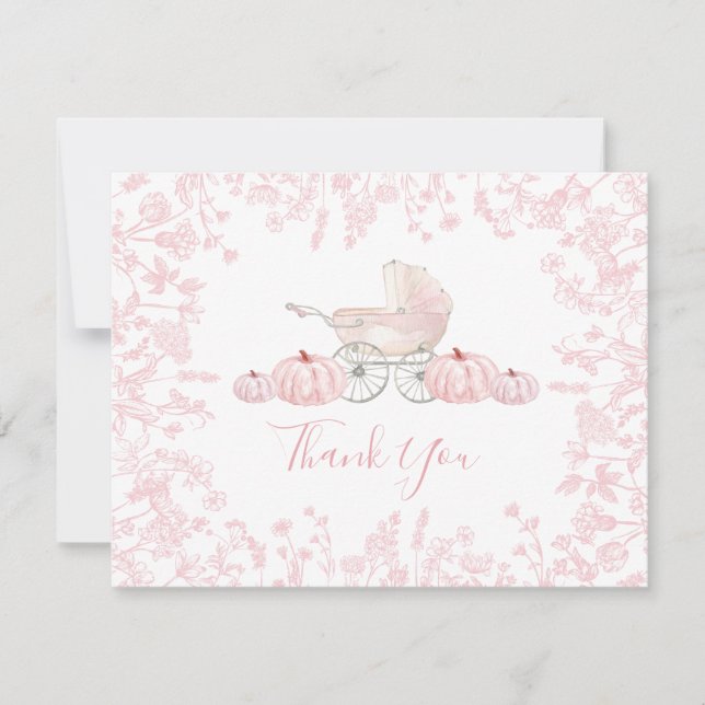 Höst Pumpa Chinoiserie Baby Shower Inbjudan, Tack Kort (Framsida)