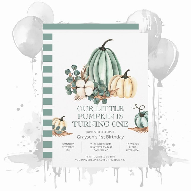 Höst Pumpa Gård 1-års Födelsedagsfest Inbjudan (Skapare uppladdad)