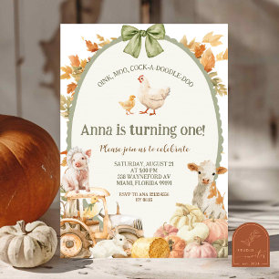 Höst Pumpa Gård Djur Stuga Födelsedag Inbjudningar
