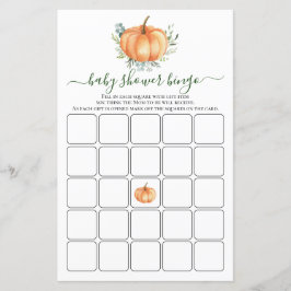 Höst Pumpa Grönska Lämna Baby Shower Bingo Spel