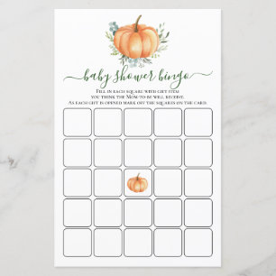 Höst Pumpa Grönska Lämna Baby Shower Bingo Spel