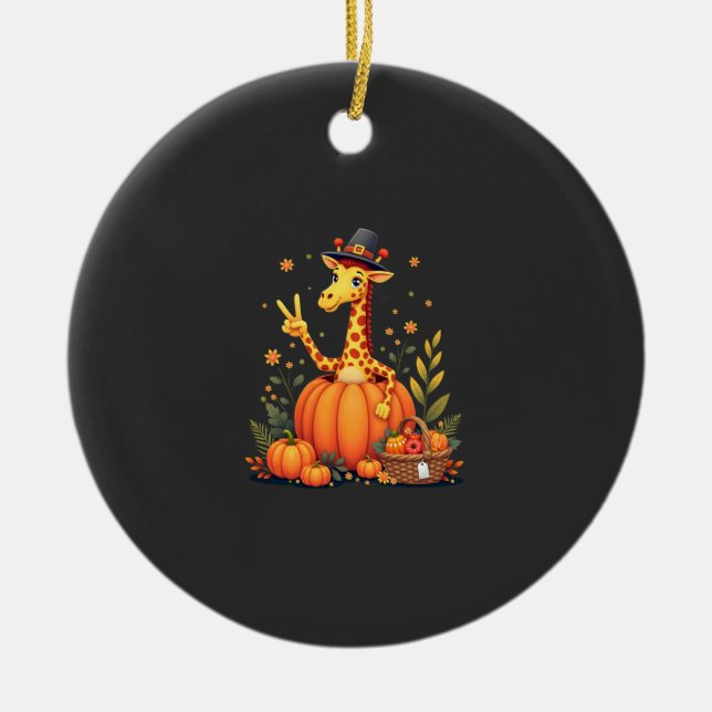 Höst Pumpa Höst Giraff Tacksgiving Kvinnor Mig Julgransprydnad Keramik (Framsidan)
