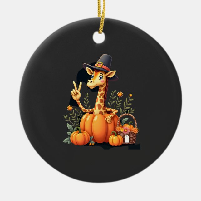 Höst Pumpa Höst Giraff Tacksgiving Kvinnor Mig Julgransprydnad Keramik (Framsidan)
