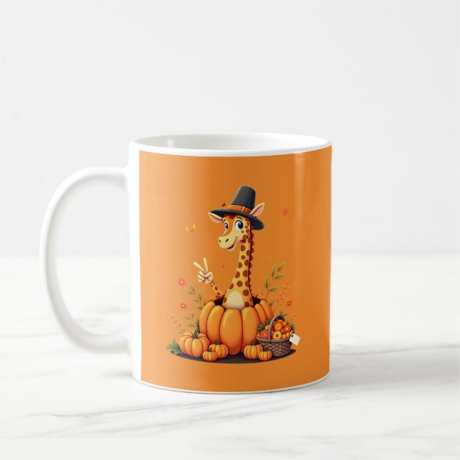 Höst Pumpa Höst Giraff Tacksgiving Kvinnor Mig Kaffemugg (Vänster)