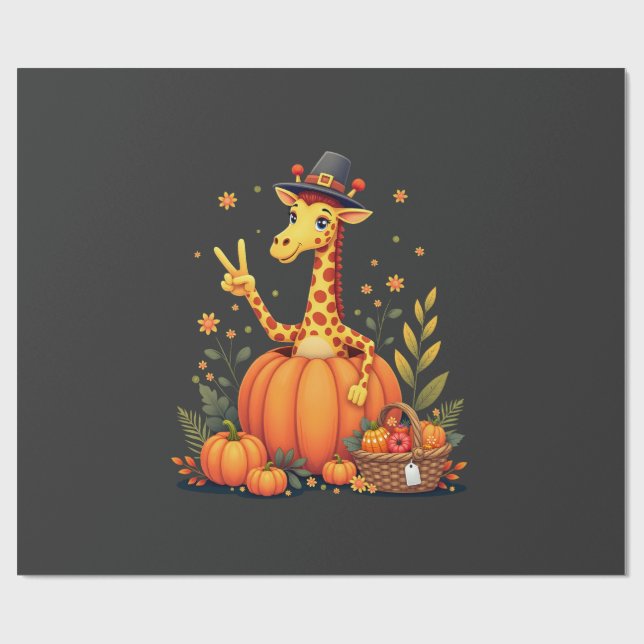 Höst Pumpa Höst Giraff Tacksgiving Kvinnor Mig Presentpapper (Platt)