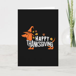 Höst Pumpa Höst Liten Dachshund Tacksgiving Kvinno Kort