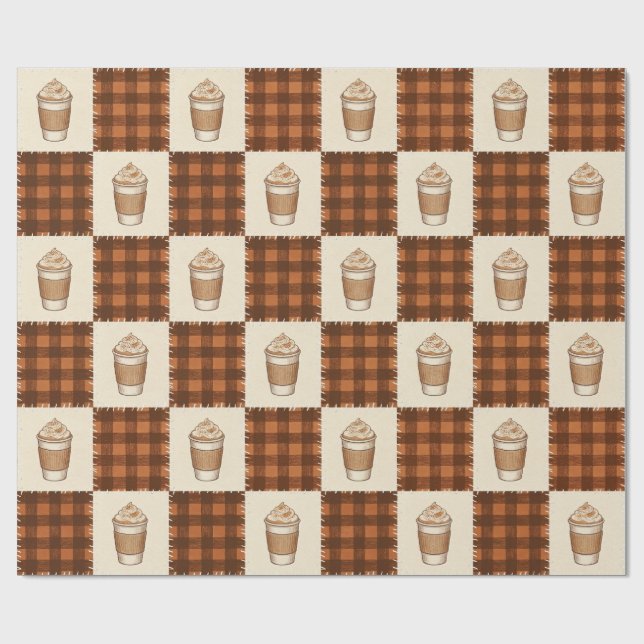Höst Pumpa Kryddkaffe Plaid Presentpapper (Platt)