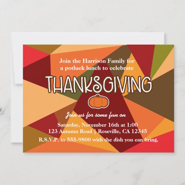 Höst Pumpa Tacksgiving Kul Färgrik Höst Inbjudningar (Framsida)