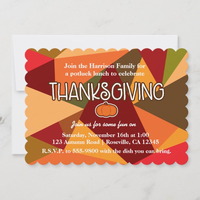 Höst Pumpa Tacksgiving Kul Färgrik Höst Inbjudningar (Framsida)