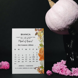 Höst pumpalöv kalender brudtärna förfrågan   inbjudningar