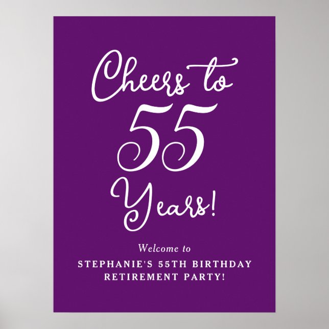 Höst Purpur Skål för 55 Års Pensionärsfest Poster (Framsidan)