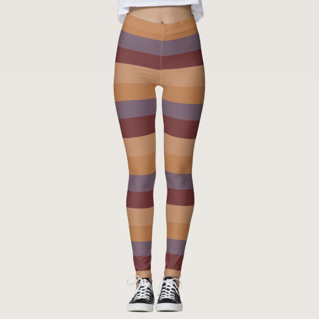 Höst-randiga Leggings (Framsida)