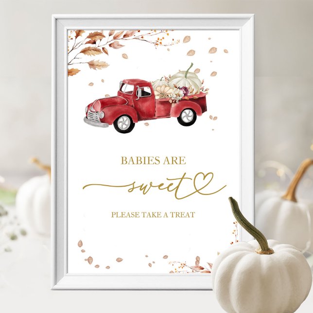 Höst Red Truck Babies Är Söta Baby Shower Poster (Skapare uppladdad)