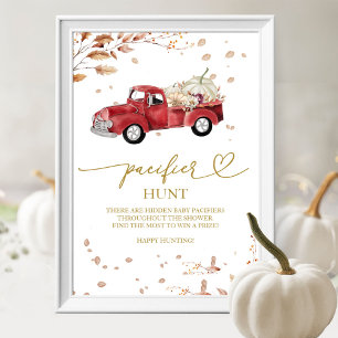Höst RedTruck Nappjakt Bebis Baby Shower Spelskylt Poster