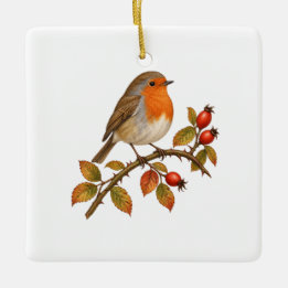 Höst Robin för en skogsjul Julgransprydnad Keramik