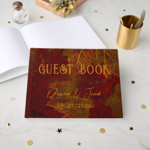 Höst Röd Guld Rustik Elegant Lönnlöv Gästböcker