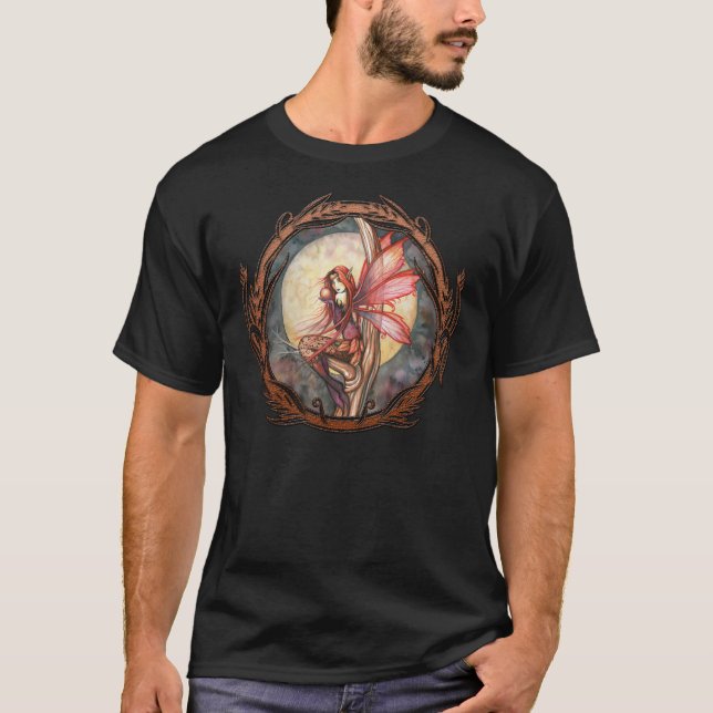 Höst Röd Sagoväsen Fantasy Gotisk Konst T-Shirt (Framsida)