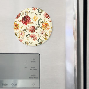 Höst Röda Gula Rosa Blommor Magnet