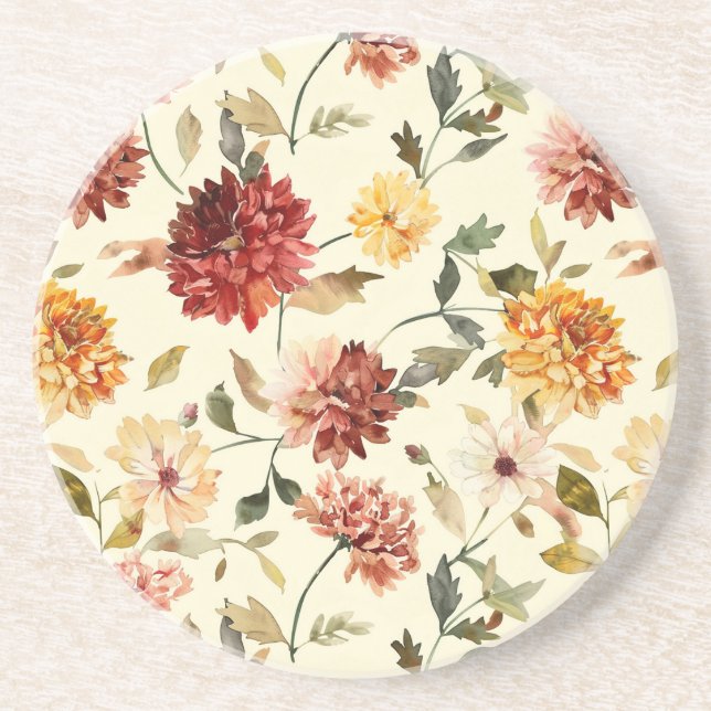 Höst Röda Gula Rosa Blommor Underlägg (Framsidan)