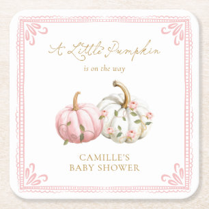 Höst Rosa Baby Shower Drickgardin Underlägg Papper Kvadrat