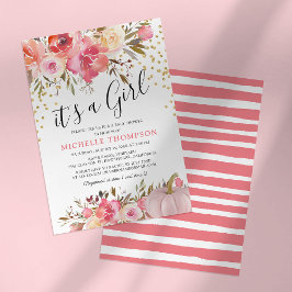 Höst Rosa Pumpa Det är en Flick Bebis Baby Shower Inbjudningar