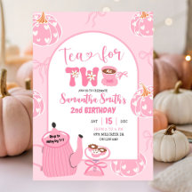 Höst Rosa Whimsical Retro Tea Girl 2:a födelsedage