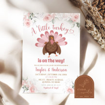 Höst Rosafärgad Turkiet Baby Shower Inbjudan