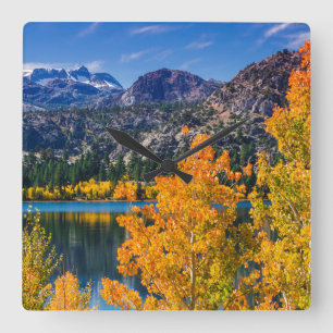Höst runt June Lake, Kalifornien Fyrkantig Klocka