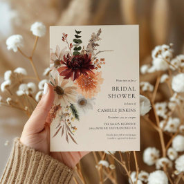 Höst Rustik Blommig Bröllopsdusch Inbjudan