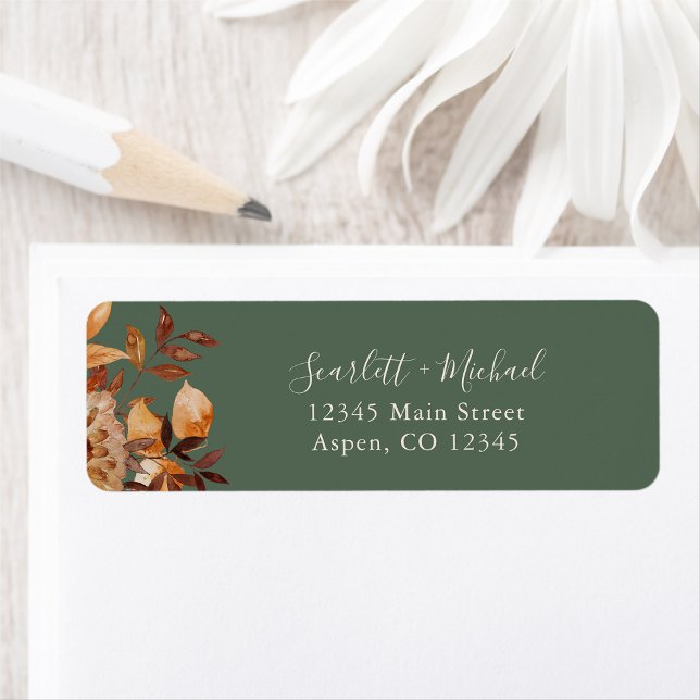 Höst Rustik Bröllops Returadress Etikett (Fall Rustic Boho Wedding Return Address Label by Painted Paperie
)