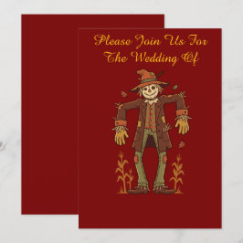 Höst Rustik Fågelskrämma Bröllopsinbjudan