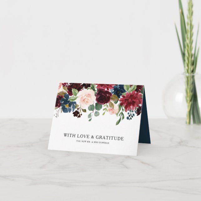 Höst Rustik Lysande Burgunder Räkning Tack Kort (Framsida)