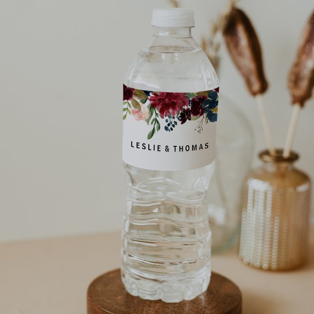 Höst Rustik Lysande Burgunderflaska Vattenflaskset Vattenflaskor Etikett (Skapare uppladdad)