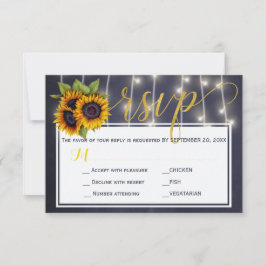 Höst rustik marin solros bröllopsscript rsvp OSA kort
