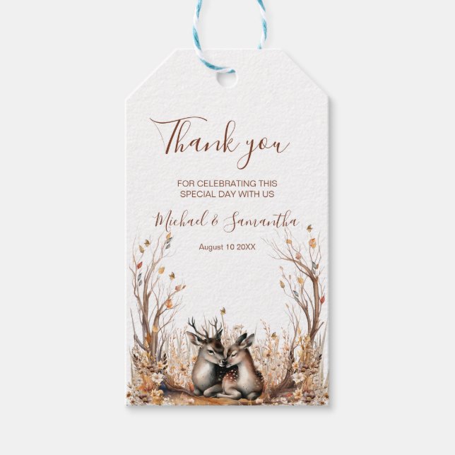 Höst Rustika Hjort Bröllop Samling Presentetikett (Framsidan)