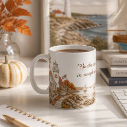 Höst Säsong Fyrtorn Marin Kust Kaffemugg