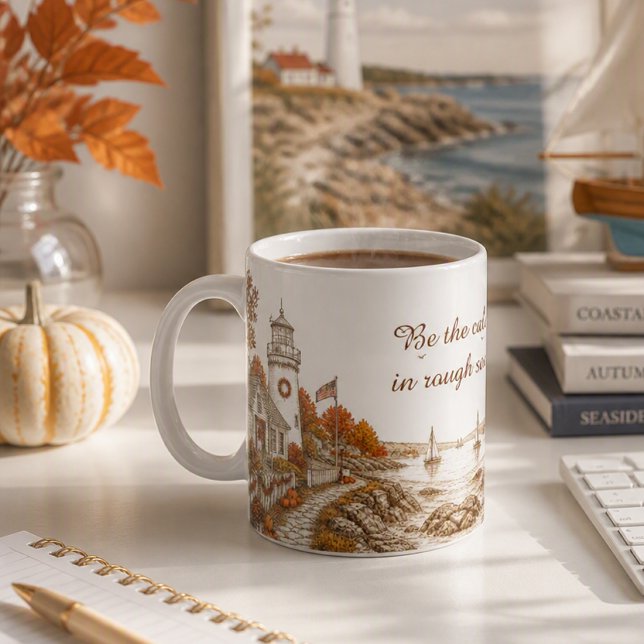 Höst Säsong Fyrtorn Marin Kust  Kaffemugg (Skapare uppladdad)