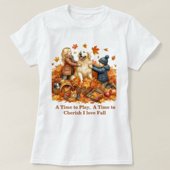 Höst Säsong Löv  Kärlek Höst  T Shirt (Design framsida)