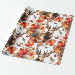 Höst Säsong Orangea blad och hjort Presentpapper