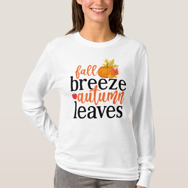 Höst Säsongsbris lämnar ordkonst T Shirt (Framsida)