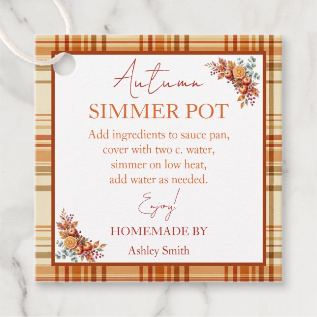 Höst Simmer Pot Spis Potpourri Gåvor Etiketter (Framsida)
