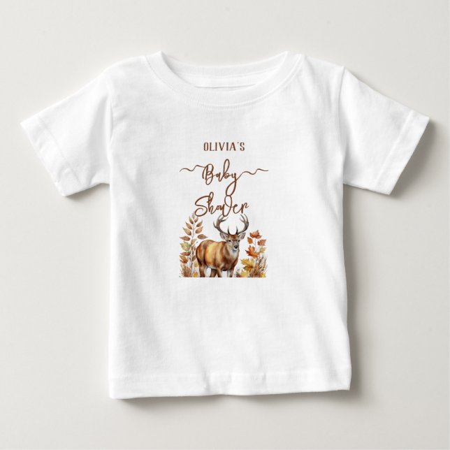 Höst Skogsmark Hjort Baby Shower Ballong T Shirt (Framsida)