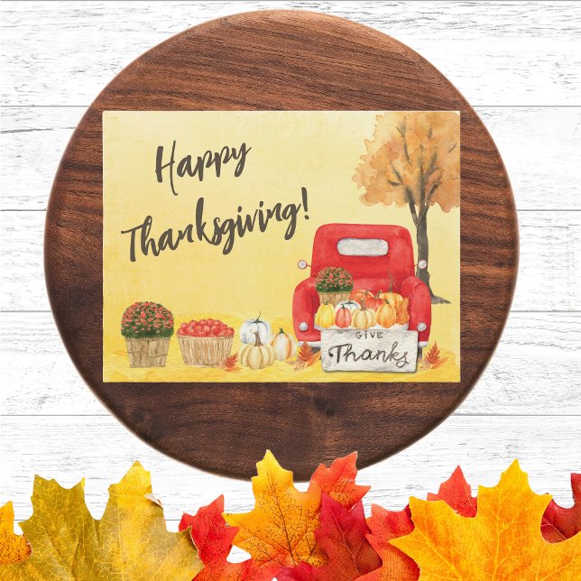 Höst Skördetid Lastbil Tacksägelse Affärsverksamhe Vykort (Spread warmth and gratitude this Thanksgiving season with our Holiday Red Fall Autumn Harvest Truck )