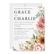 Höst Solros Akvarell Bröllopsinbjudan